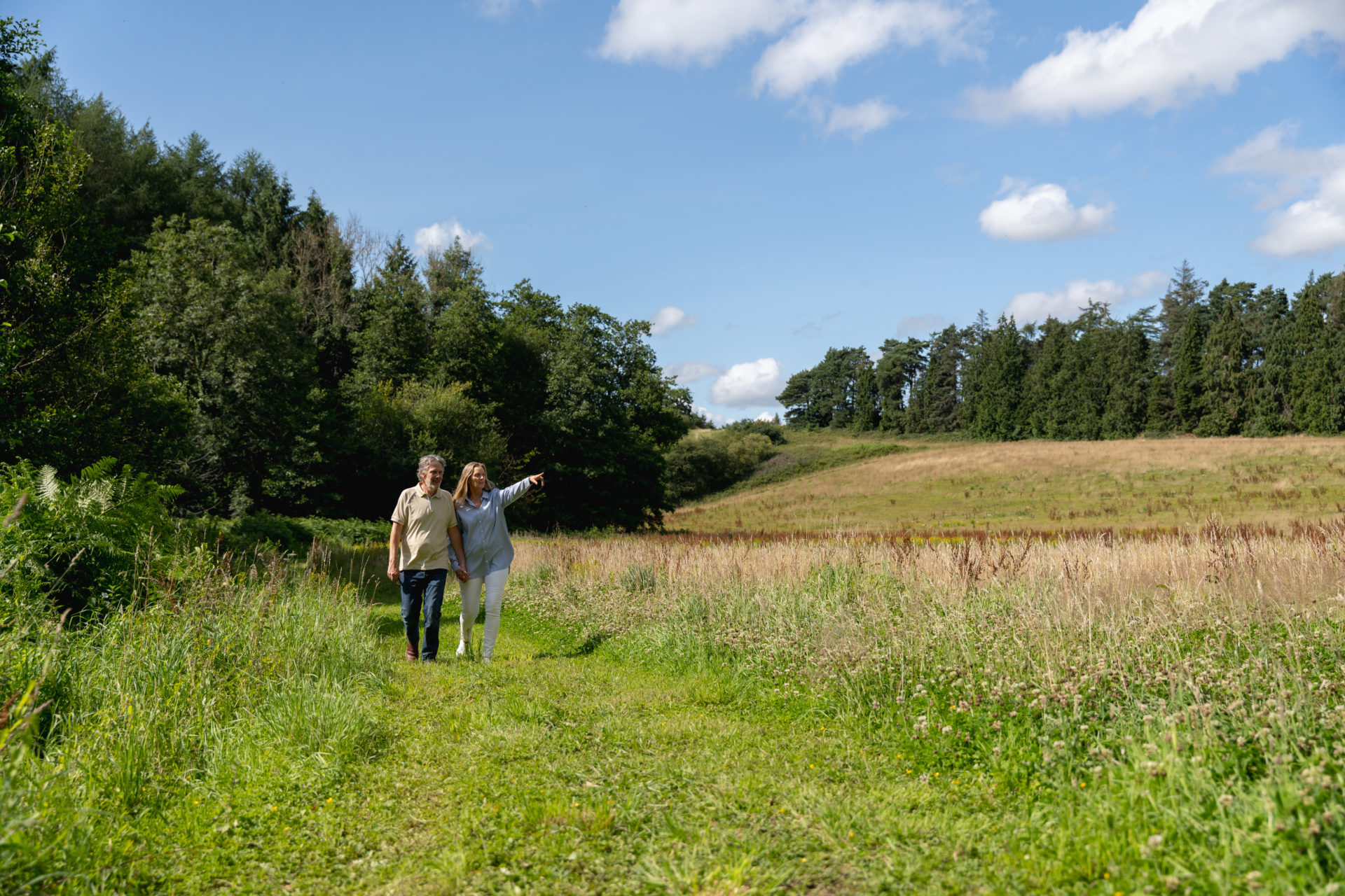 People walking in a field